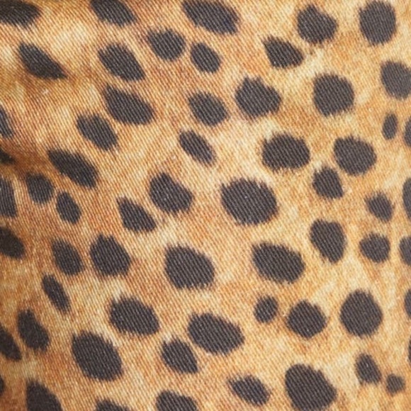 NEW WE WORE WHAT Stiletto High Waist Split Hem Leopard Skinny Jeans In brown - Picture 3 of 10